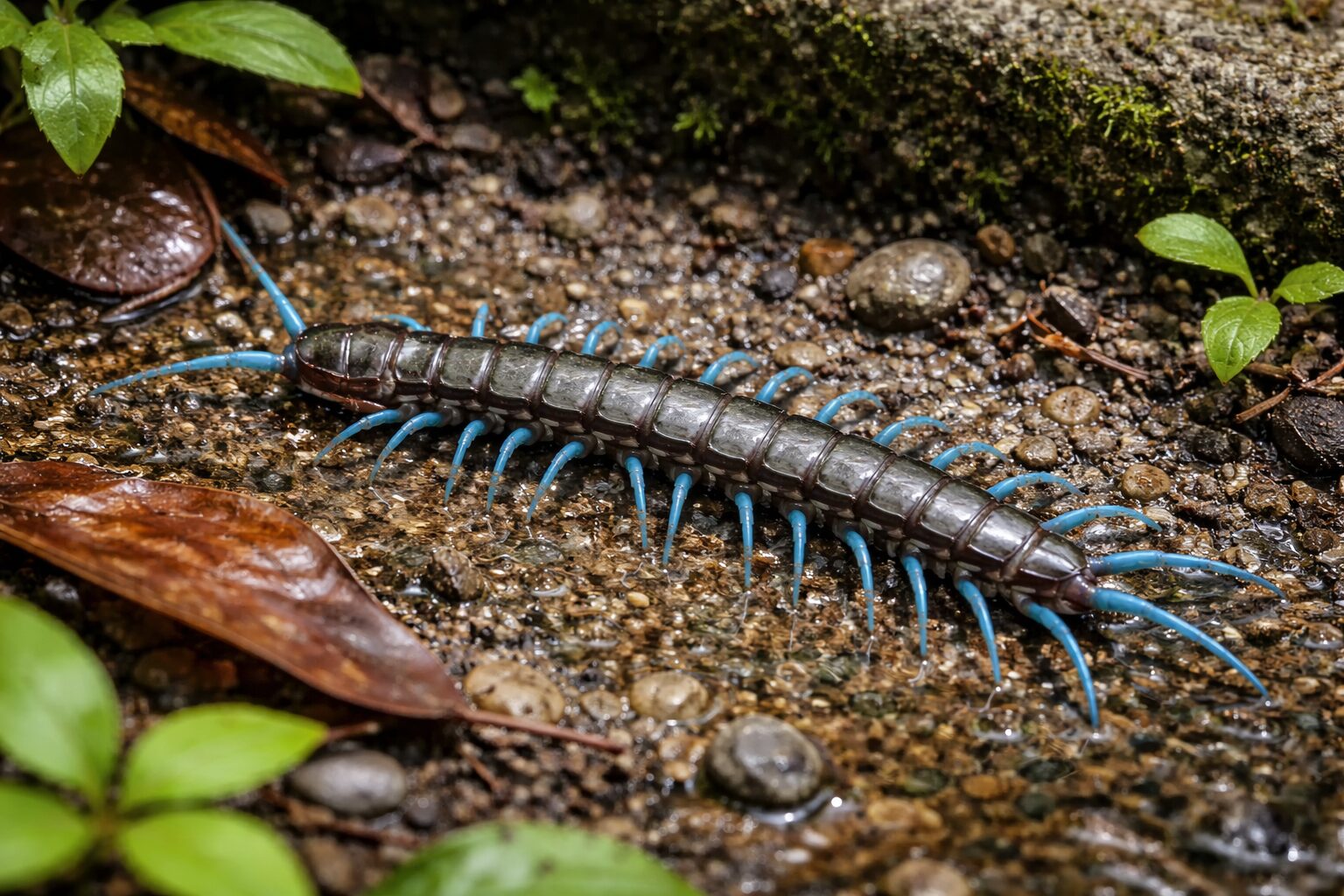 青い足のムカデ