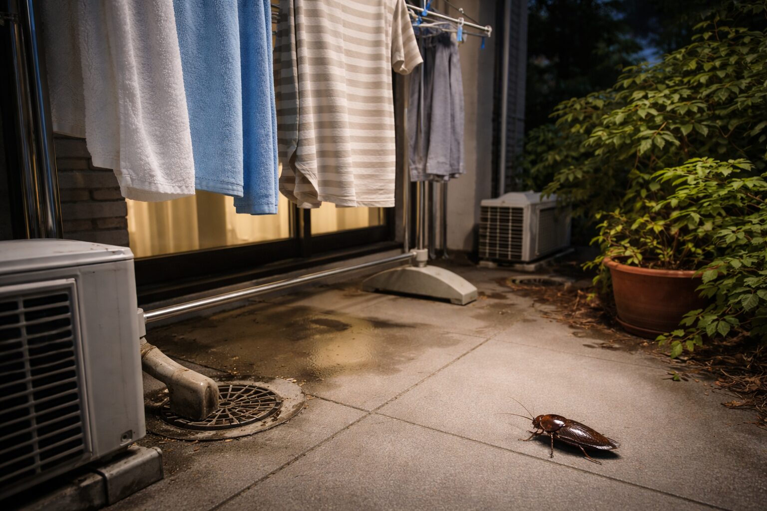 夜に洗濯物を干すとゴキブリが寄る危険性と対策のポイント
